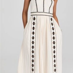 Ulla Johnson Cream and Black Geometric Midi Dress